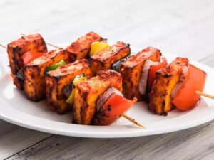 Grilled paneer skewers